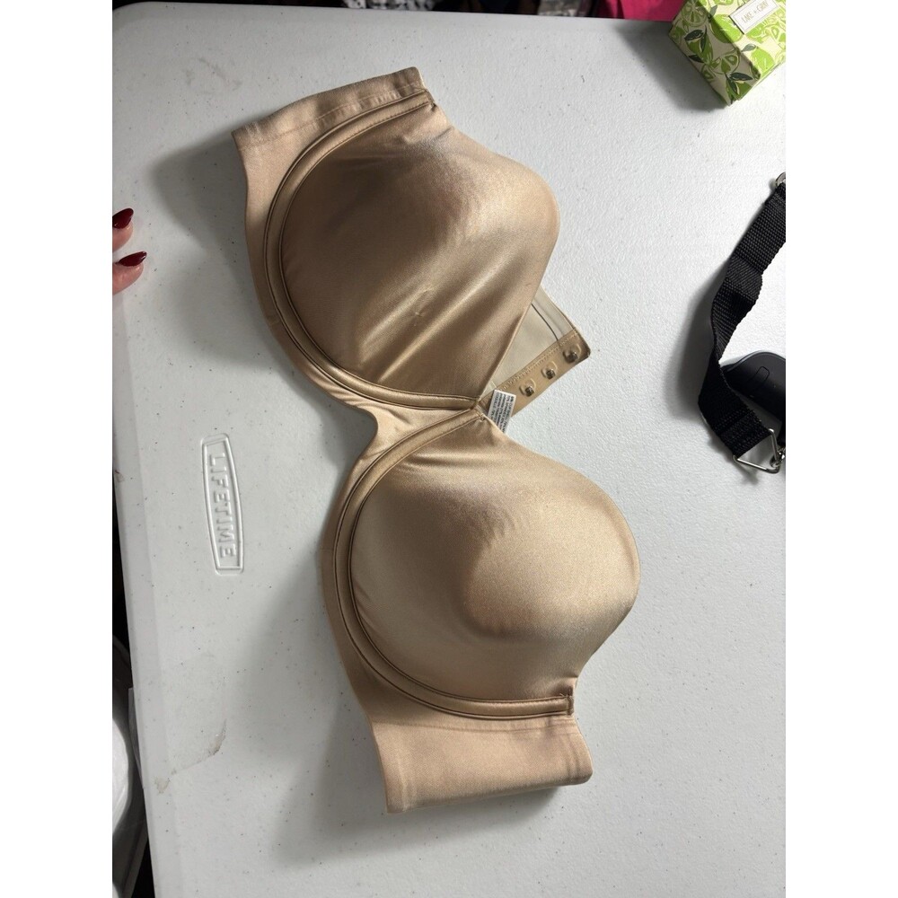 Soma Vanishing Strapless Bra 40D Nude Tan Satin Underwire Slimming